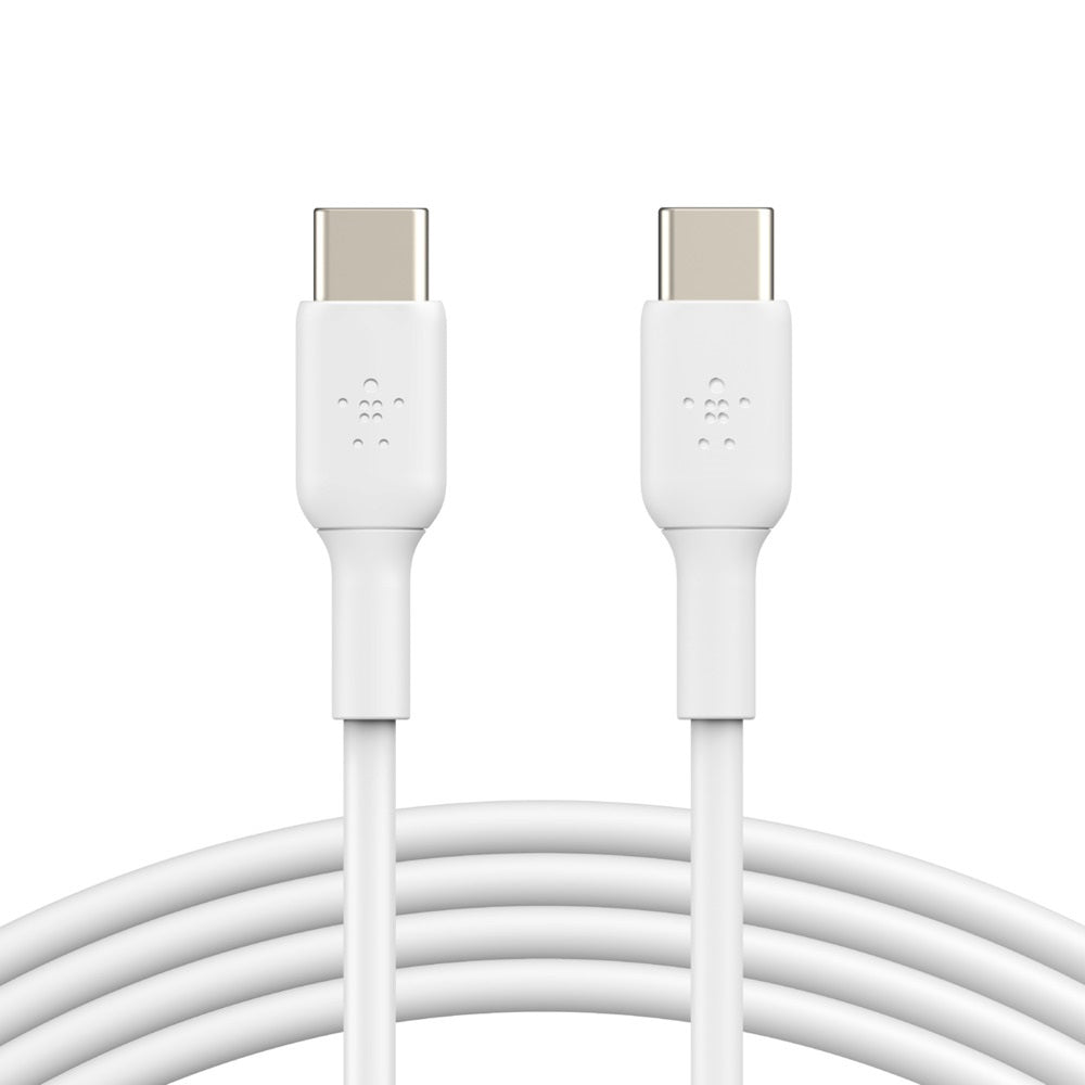 Belkin BoostCharge USB-C to USB-C Cable (1m/3.3ft) - White (CAB003bt1MWH),60W,480Mbps,8K+ bend,Samsung Galaxy,iPad,MacBook,Google,OPPO,Nokia,2YR Belkin BoostCharge USB-C to USB-C Cable (1m/3.3ft) - White (CAB003bt1MWH),60W,480Mbps,8K+ bend,Samsung Galaxy,iPad,MacBook,Google,OPPO,Nokia,2YR